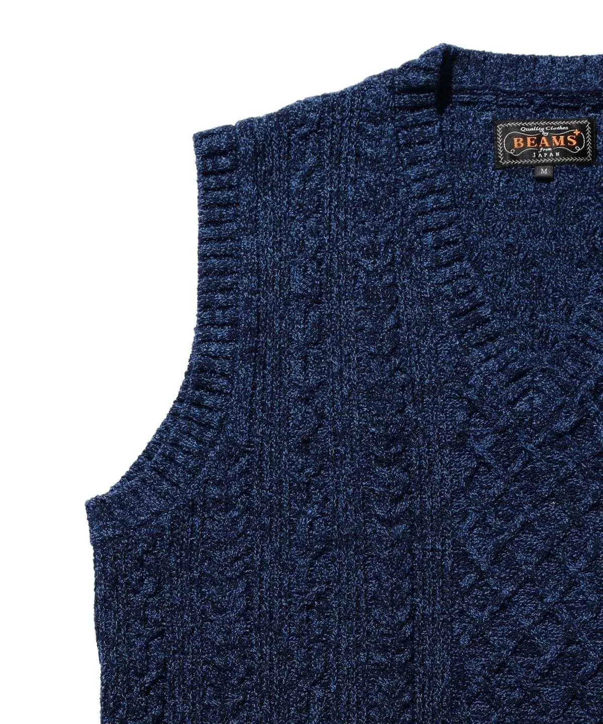 Alan Cotton Wool Pattern Vest - Indigo