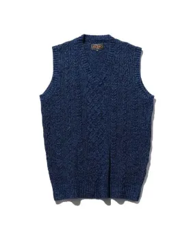 Alan Cotton Wool Pattern Vest - Indigo