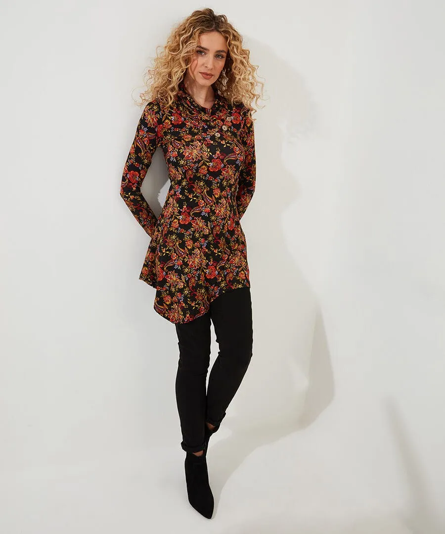 All New Button Printed Jersey Tunic