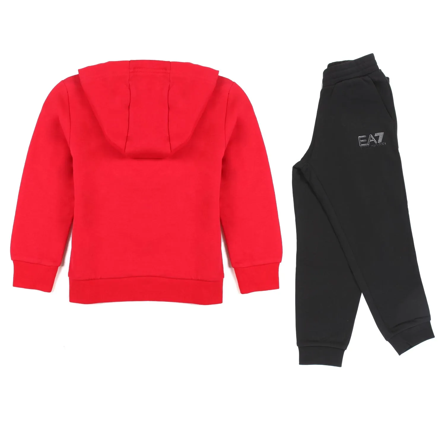 Armani Junior Red And Black Tracksuit With Ea7 Logo For Child And Teen