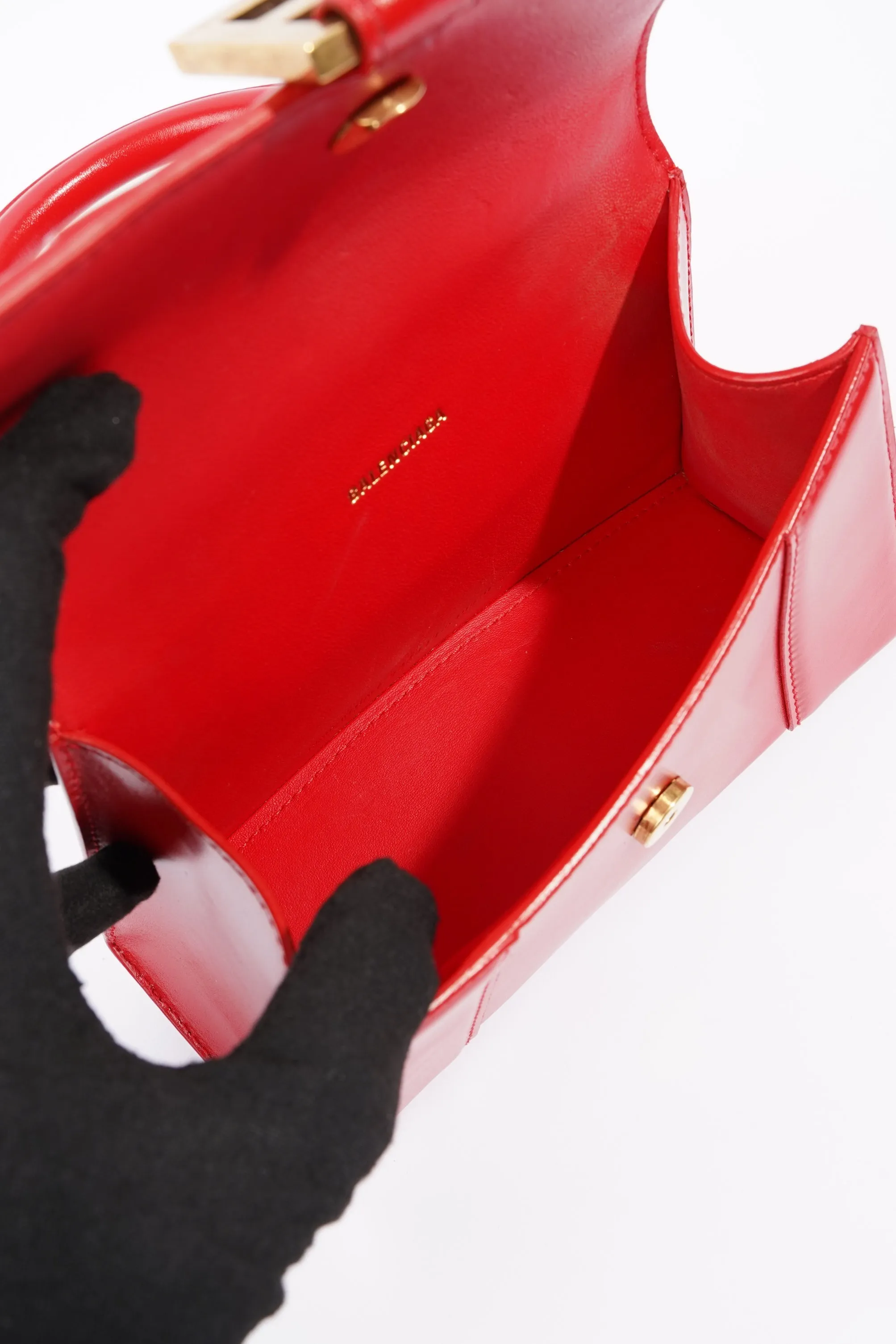 Balenciaga Hourglass Bag Red Leather XS