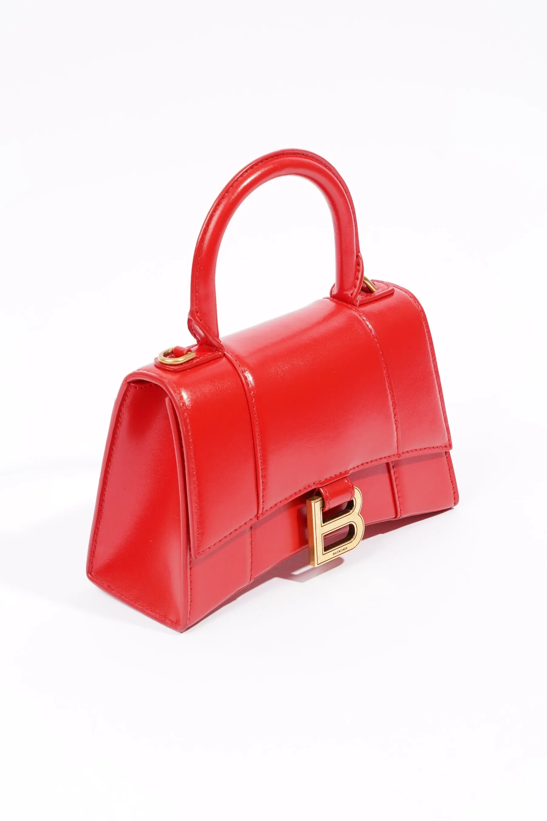 Balenciaga Hourglass Bag Red Leather XS