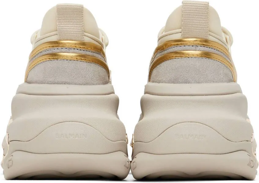 Balmain Beige & Taupe B-Bold Sneakers