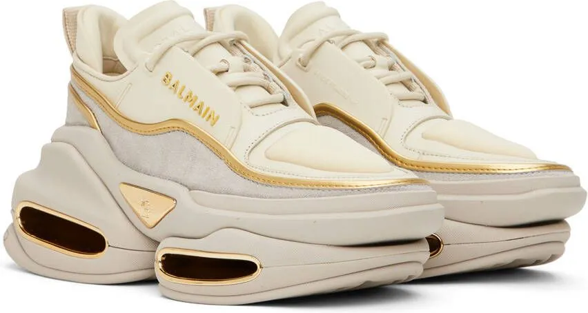 Balmain Beige & Taupe B-Bold Sneakers