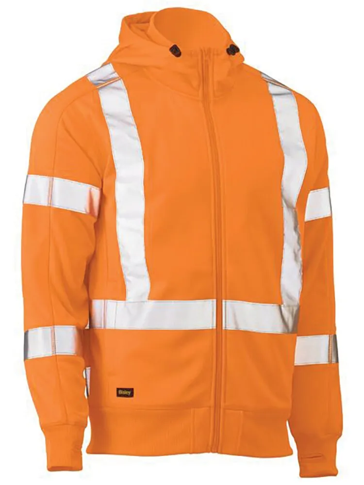 Bisley Workwear BK6819XT Hoodie - X Taped - Hi Vis - Zip Front - Fleece - Orange - XS