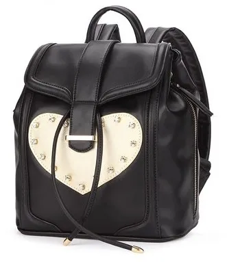 Black Cream Heart Studs Gothic Punk Rock Backpack