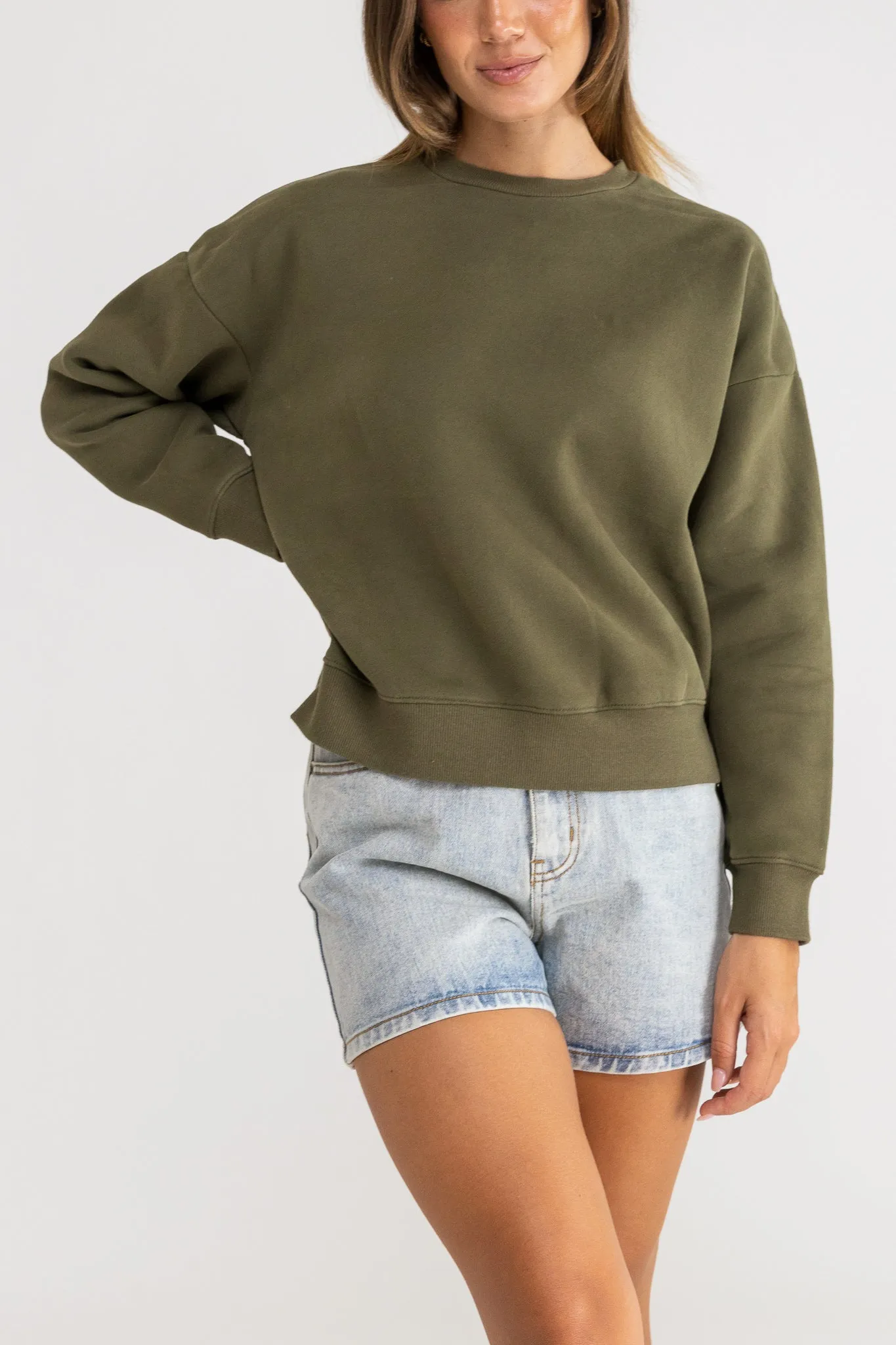 Classic Crew Neck Fleece Olive