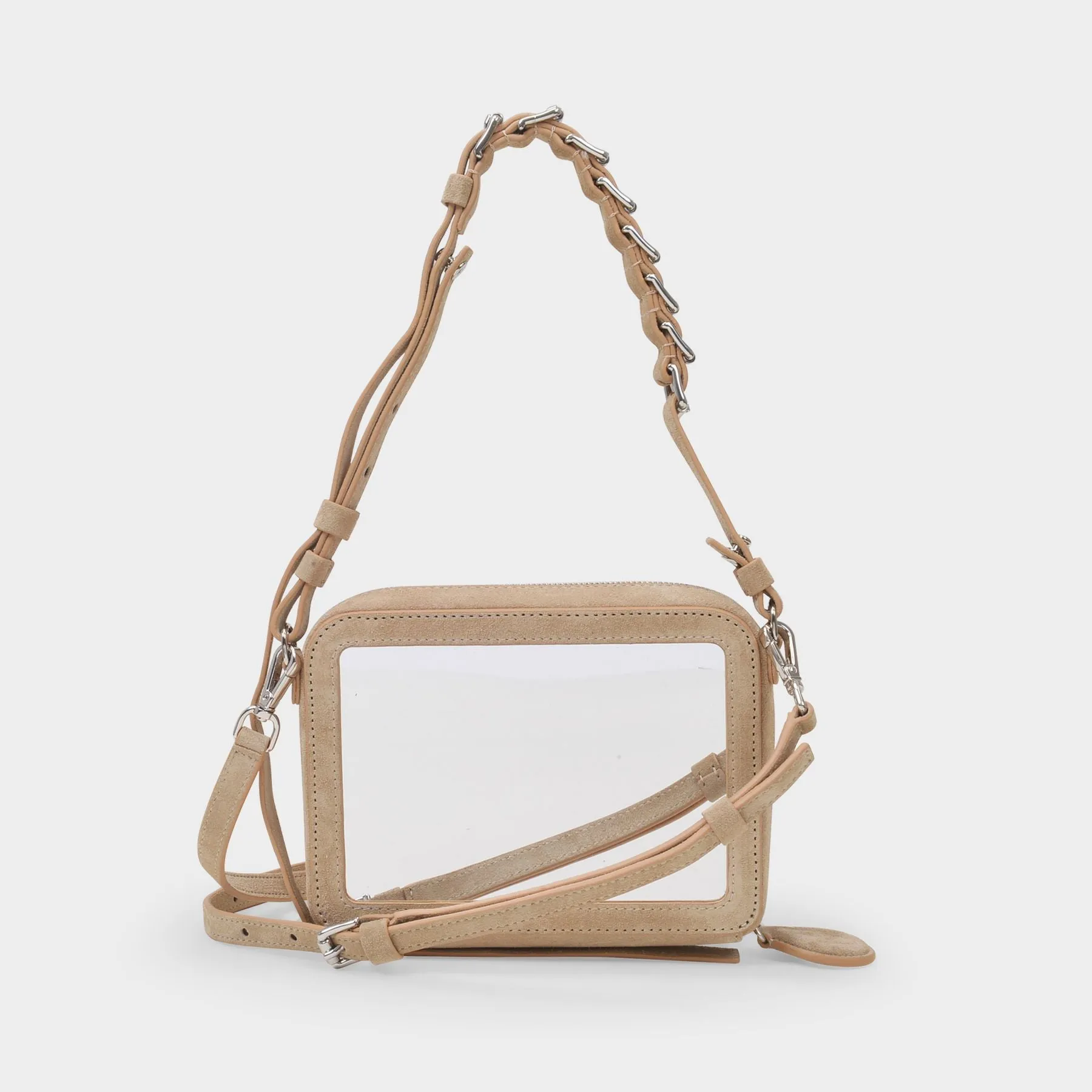 Courreges  Mirror Pochette Bag in Beige Leather