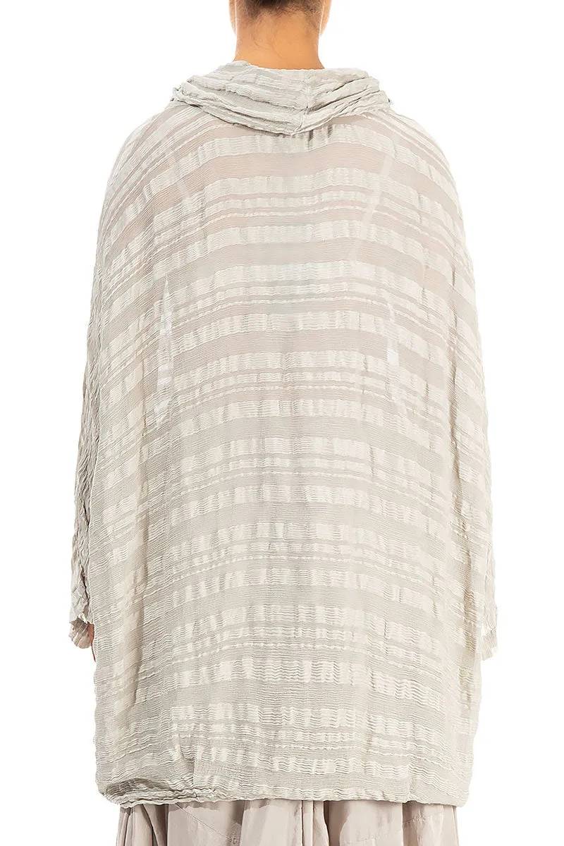 Cowl Neck Pearl Stripes Silk Tunic