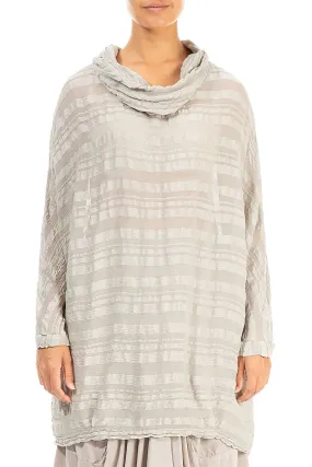 Cowl Neck Pearl Stripes Silk Tunic