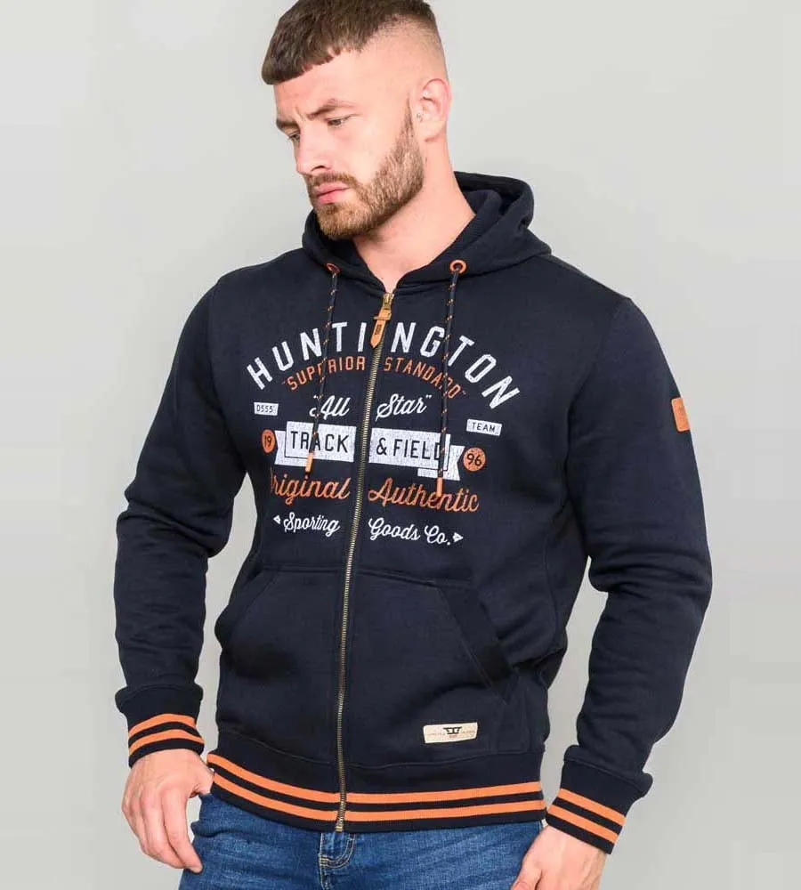 D555 Mens Full Zip Hoodie With Chest Print (FLANDERS)