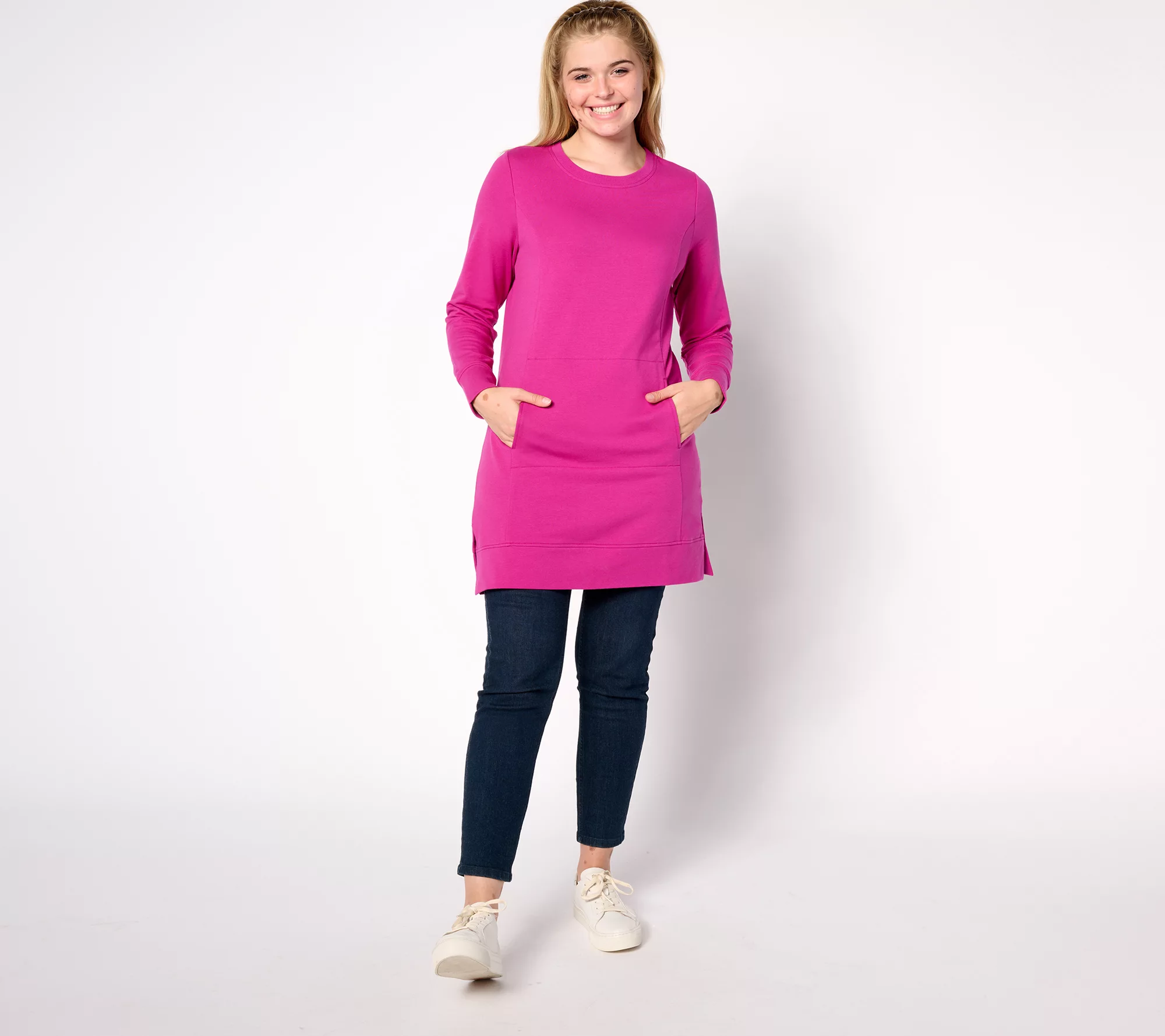 Denim & Co. Active Regular French Terry Crewneck Tunic