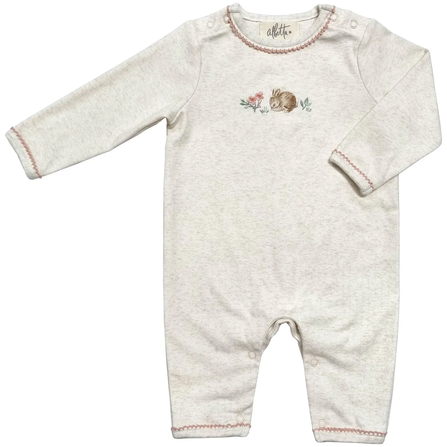 embroidered baby hare marl romper