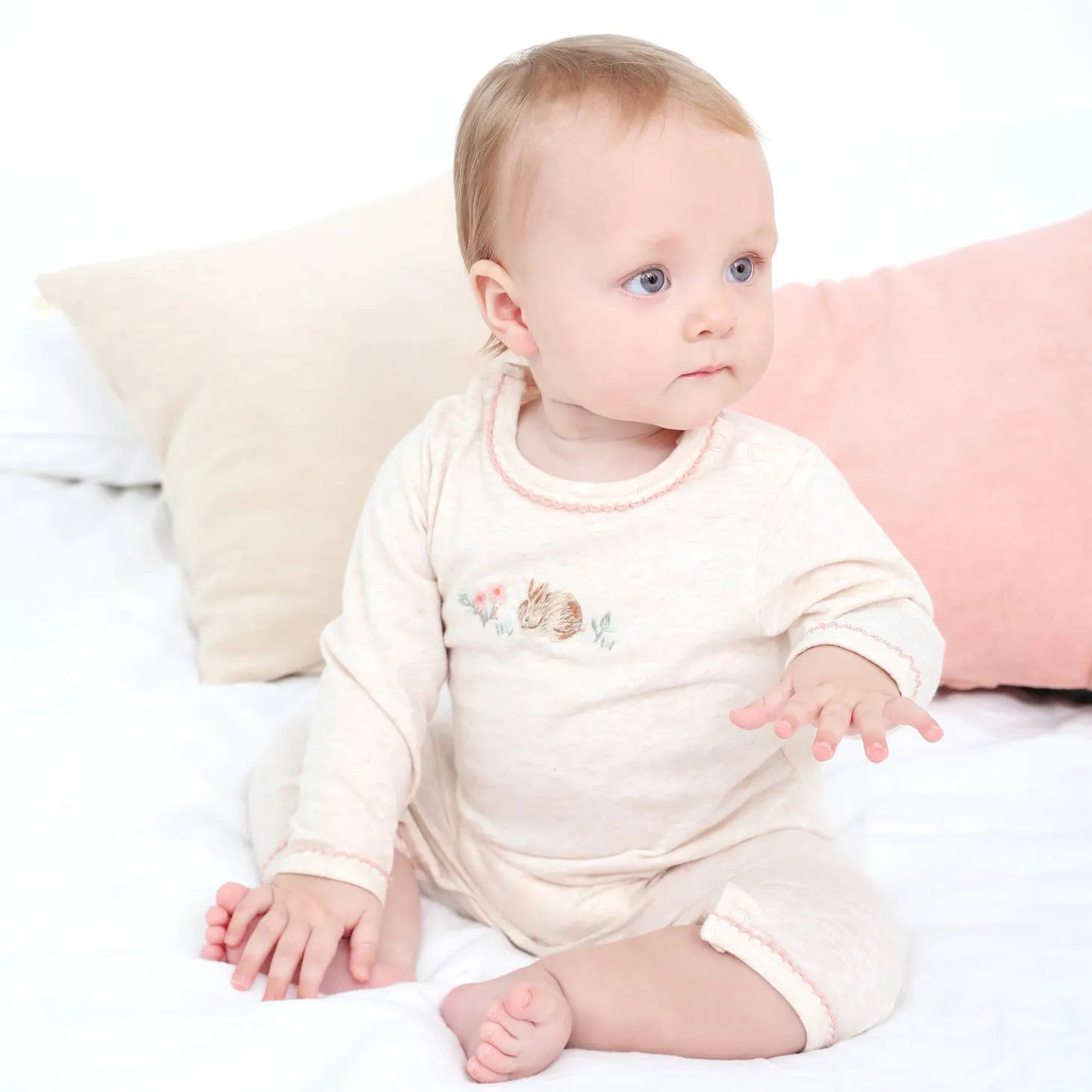 embroidered baby hare marl romper