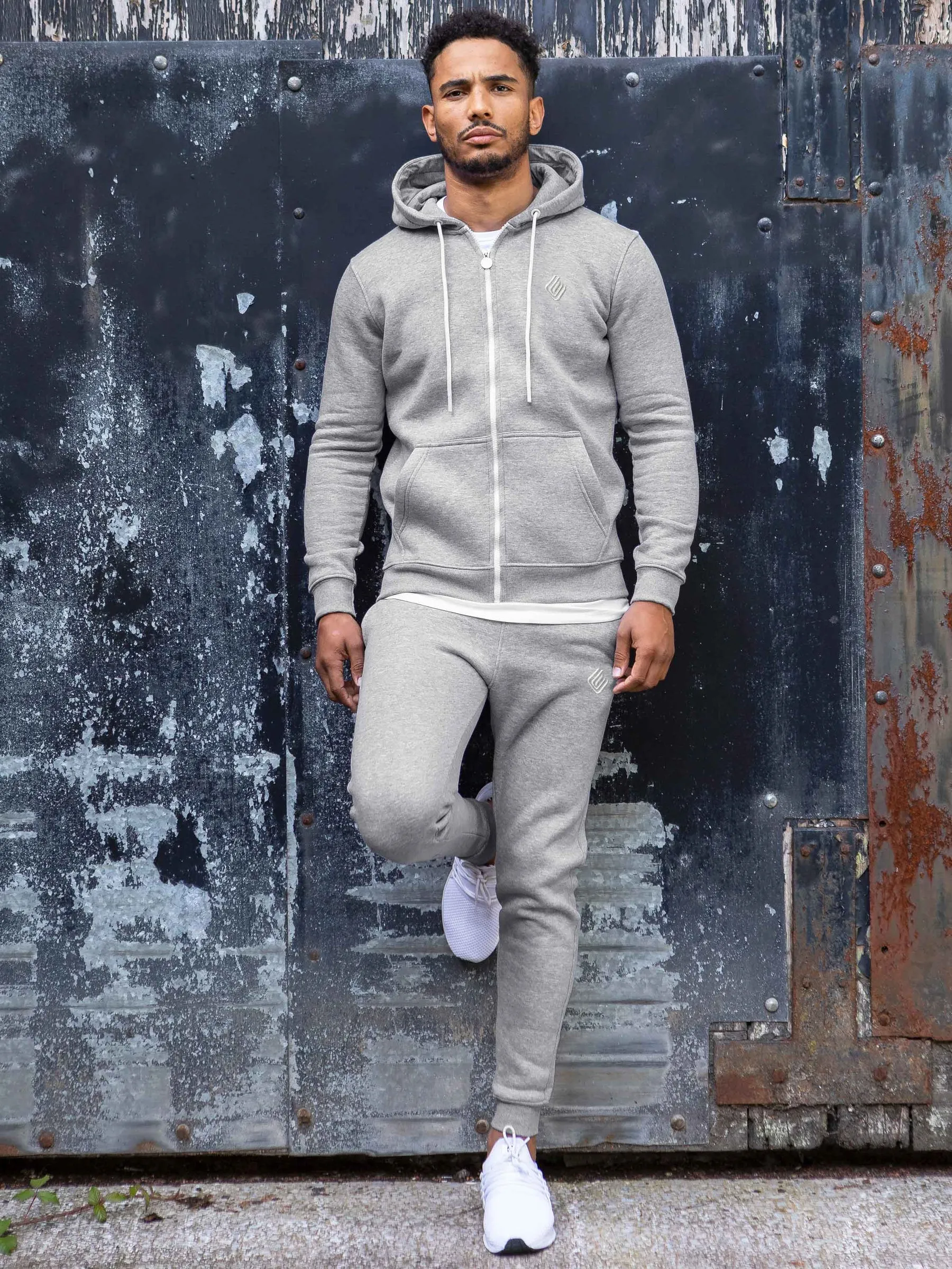 Enzo Mens Slim Fit Zip Up Tracksuit Jog Set