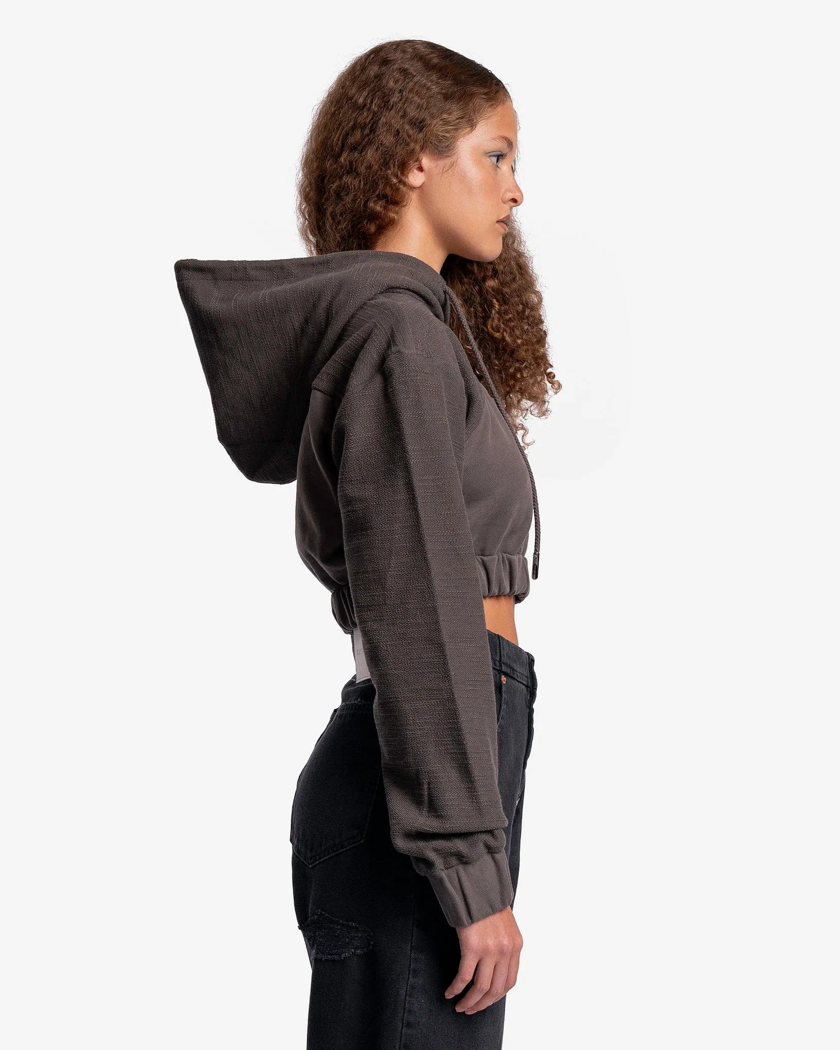 Feng Chen Wang Paneled Hoodie in Charcoal Grey