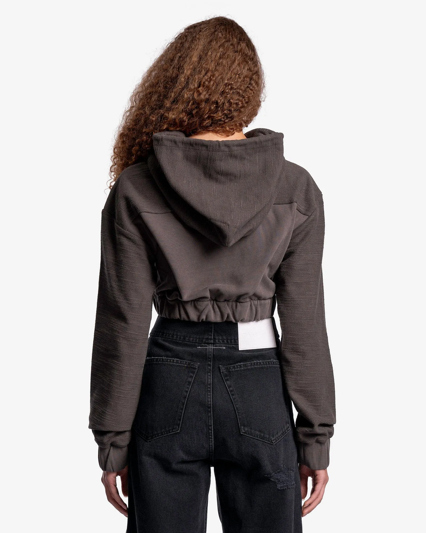 Feng Chen Wang Paneled Hoodie in Charcoal Grey