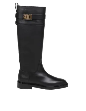 FERRAGAMO RONY BOOT IN BLACK LEATHER