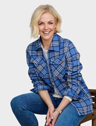 Fleece Lined Zip Front Check Shirt