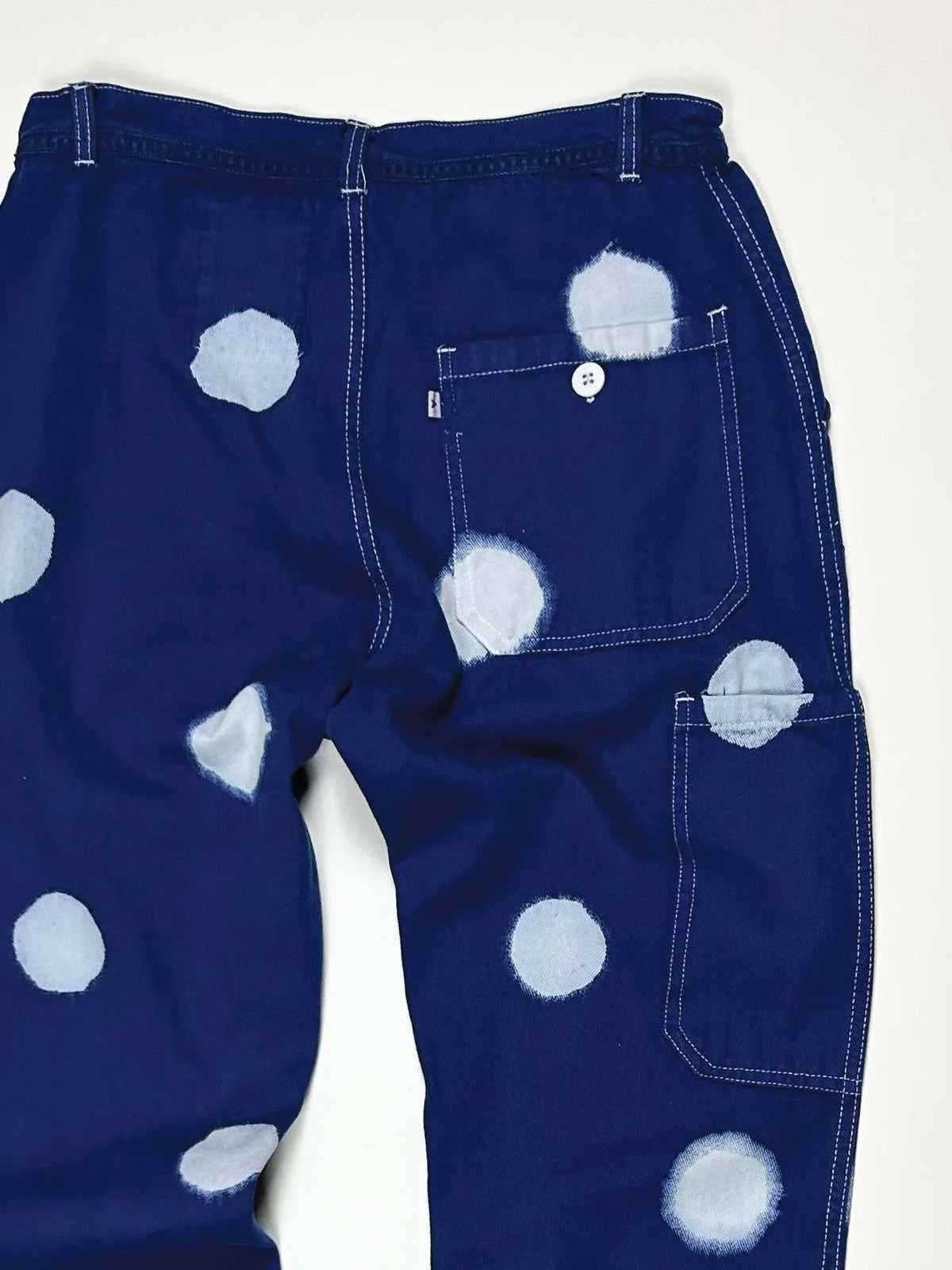 French Workwear Pant With Dots - Navy/White