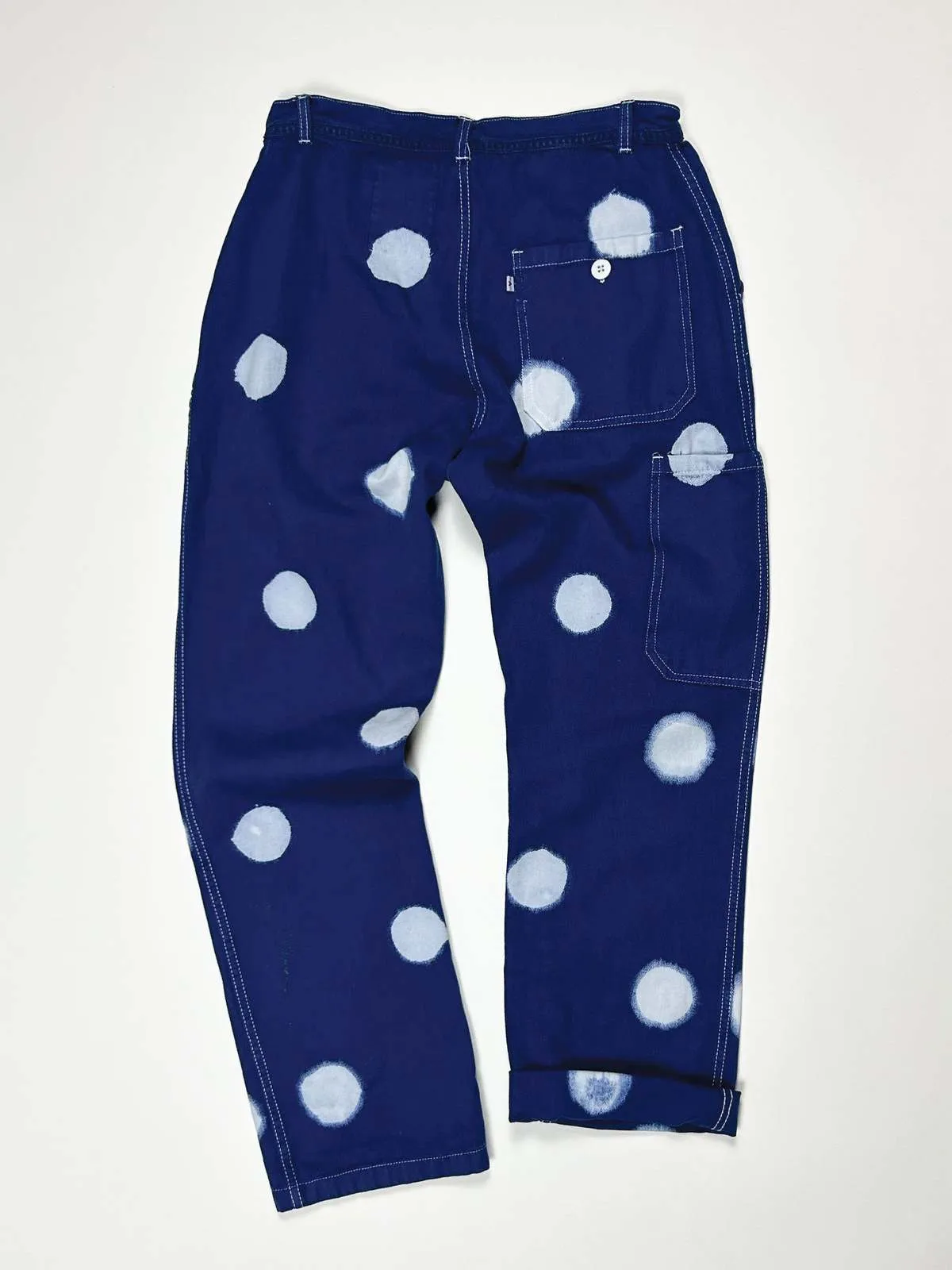 French Workwear Pant With Dots - Navy/White