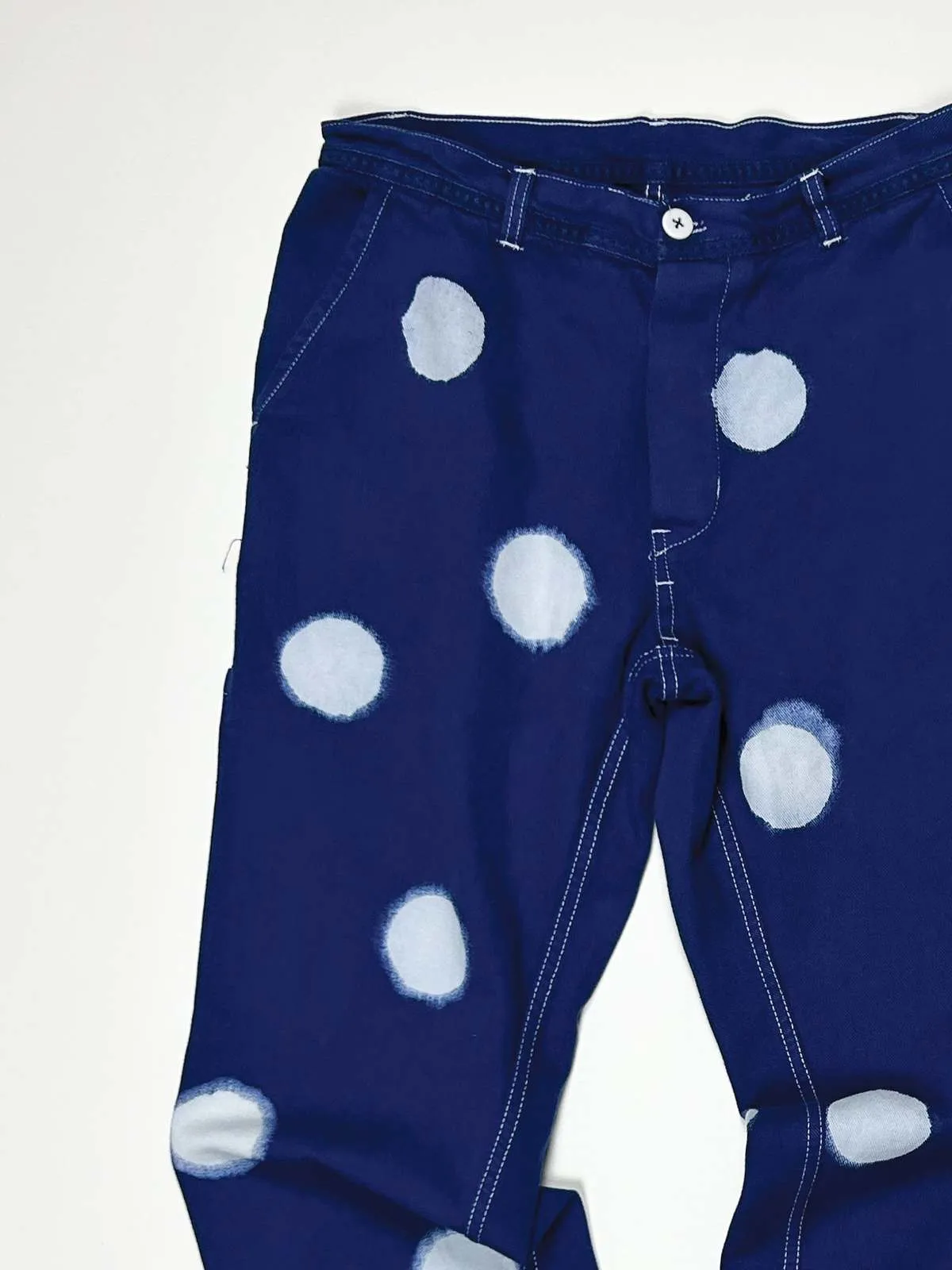 French Workwear Pant With Dots - Navy/White