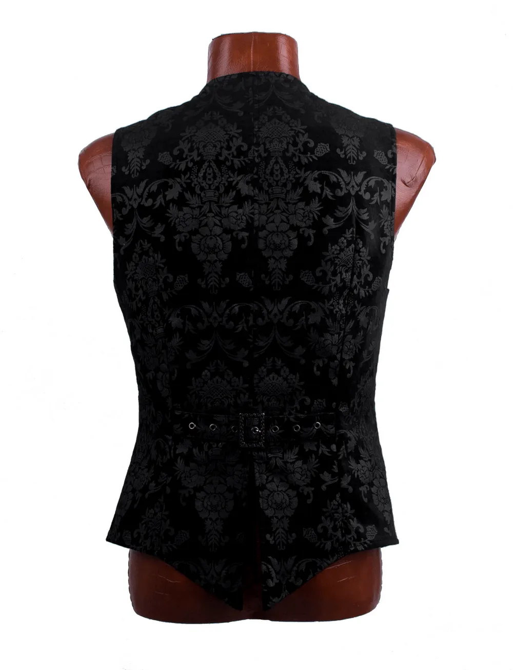 Gothic Black Floral Vest - Victorian Inspired