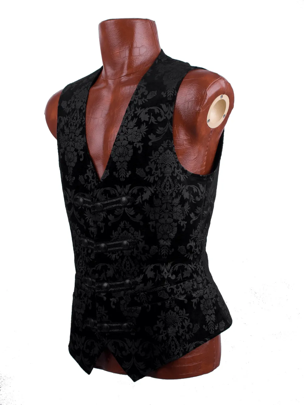 Gothic Black Floral Vest - Victorian Inspired