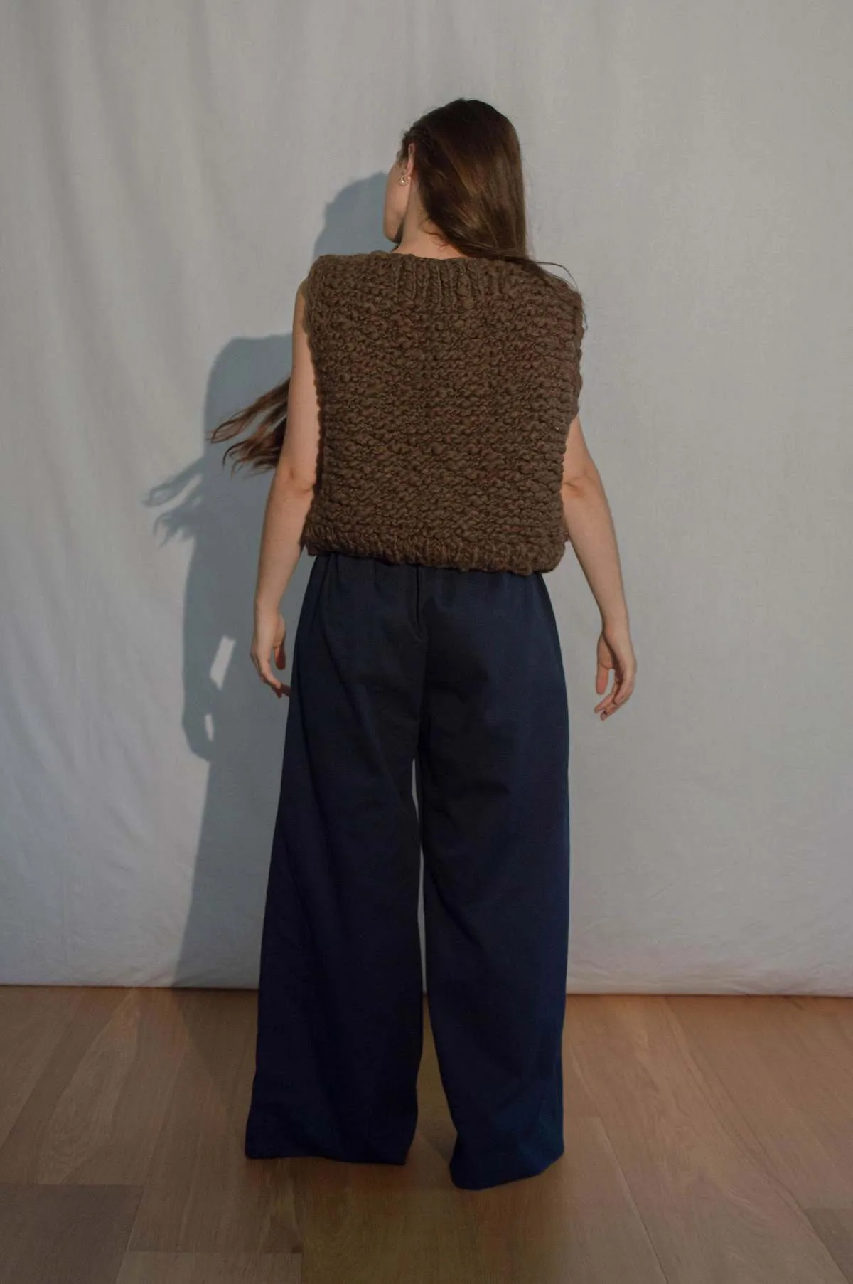 Hand Knitted Acacia Wool Vest - Earth