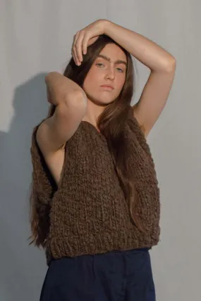 Hand Knitted Acacia Wool Vest - Earth