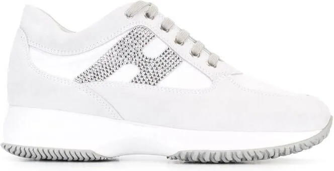 Hogan studded logo lace up sneakers White