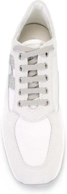 Hogan studded logo lace up sneakers White