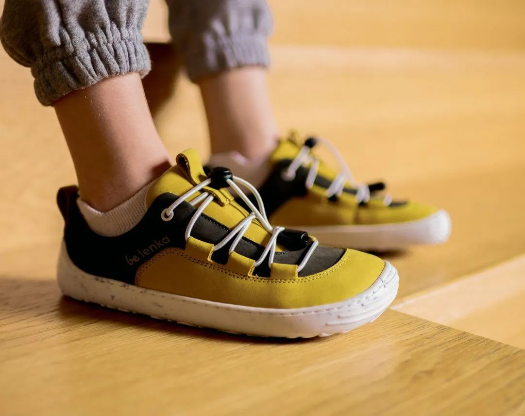 Kids barefoot sneakers Be Lenka Xplorer - Yellow & Olive Black