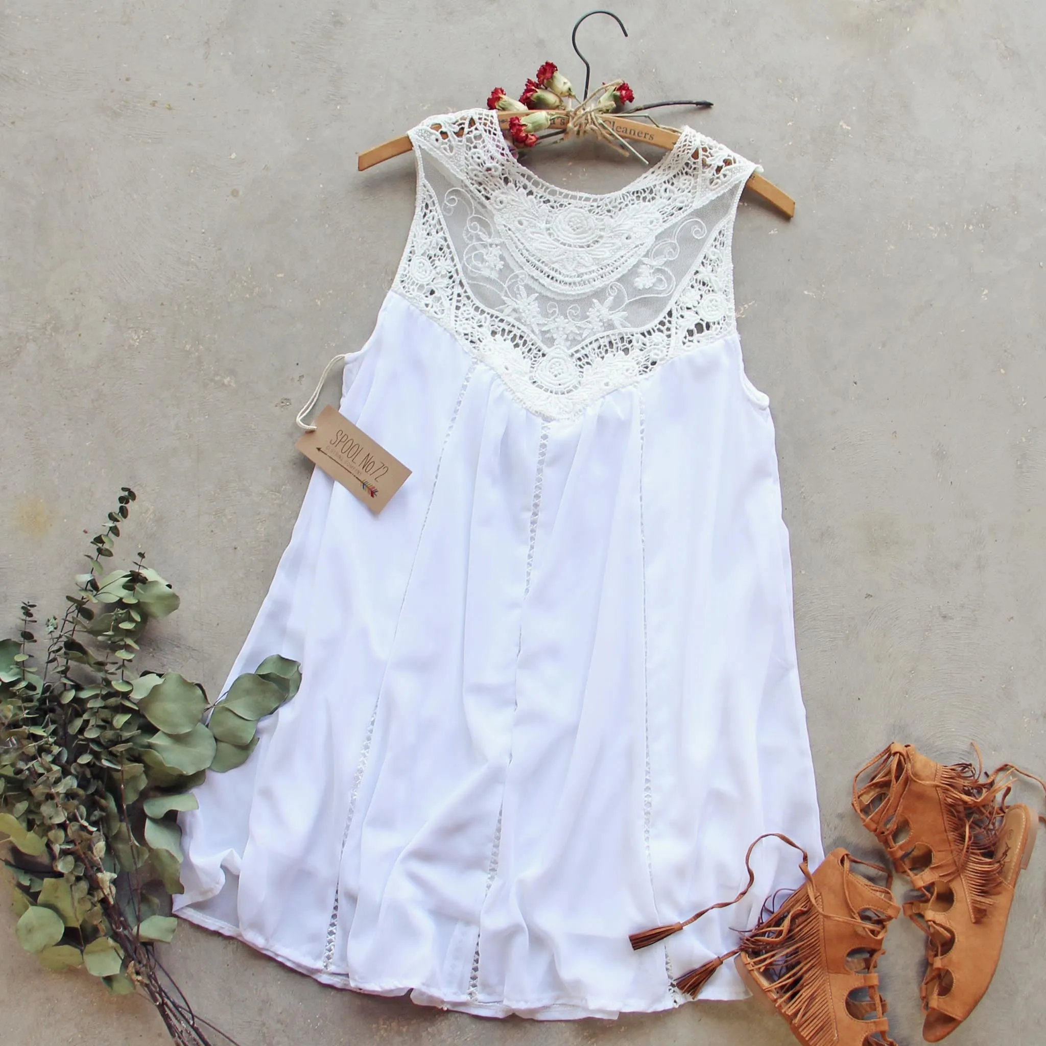 Lace Gypsy Tunic Dress in White