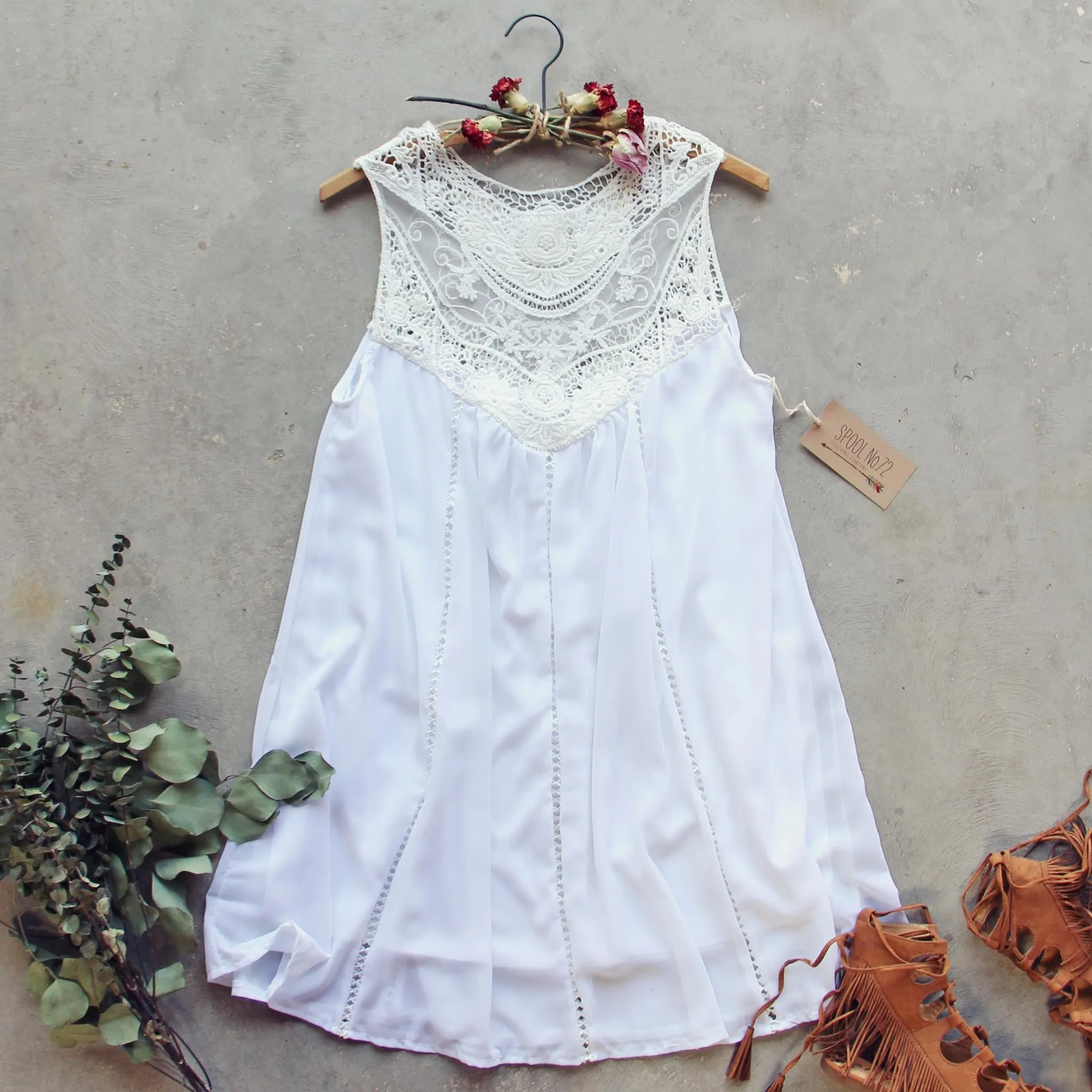 Lace Gypsy Tunic Dress in White