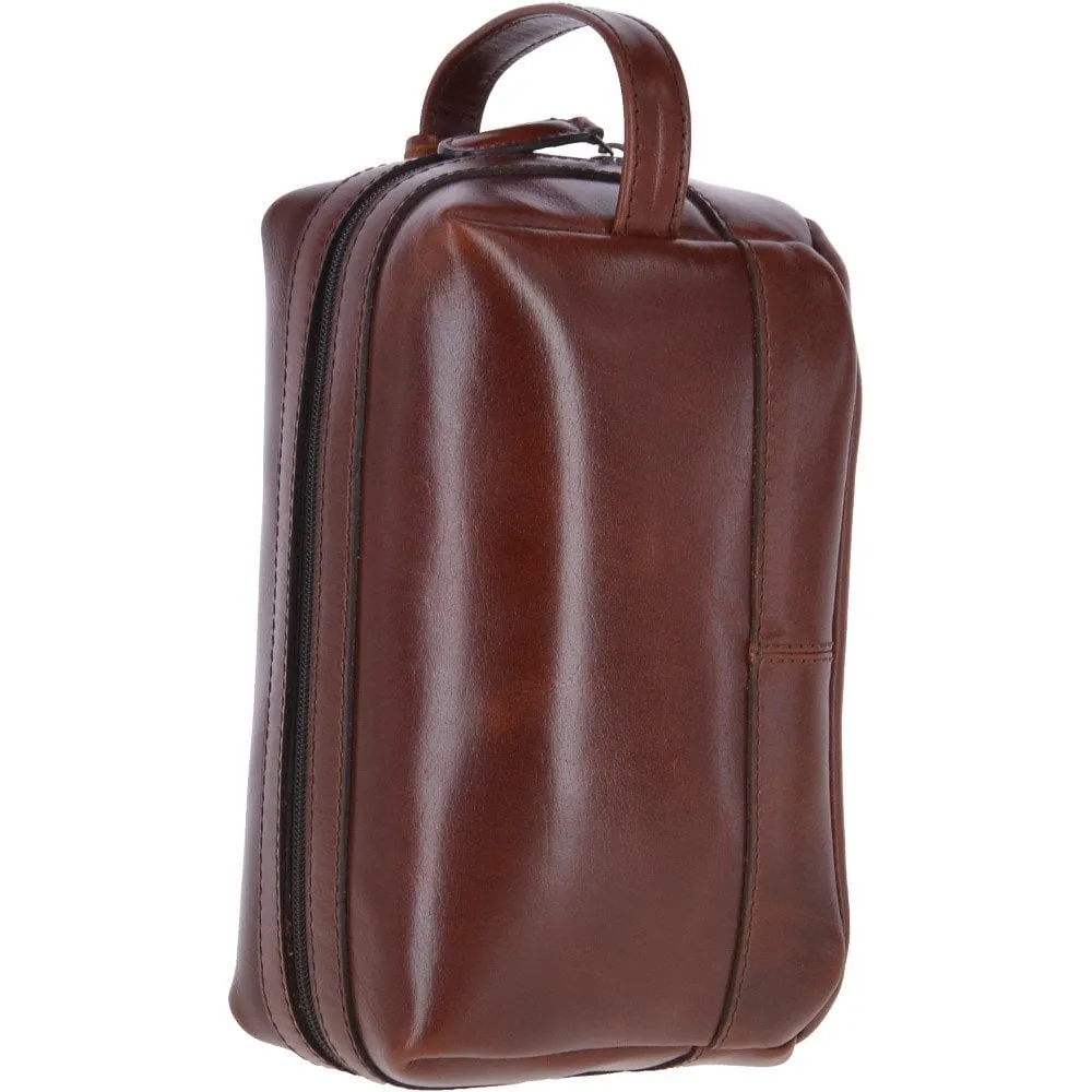 Leather Wash Bag Brandy : Rudy