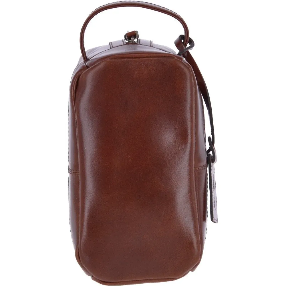 Leather Wash Bag Brandy : Rudy