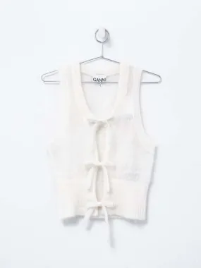 Light Mohair Tie String Vest - Egret