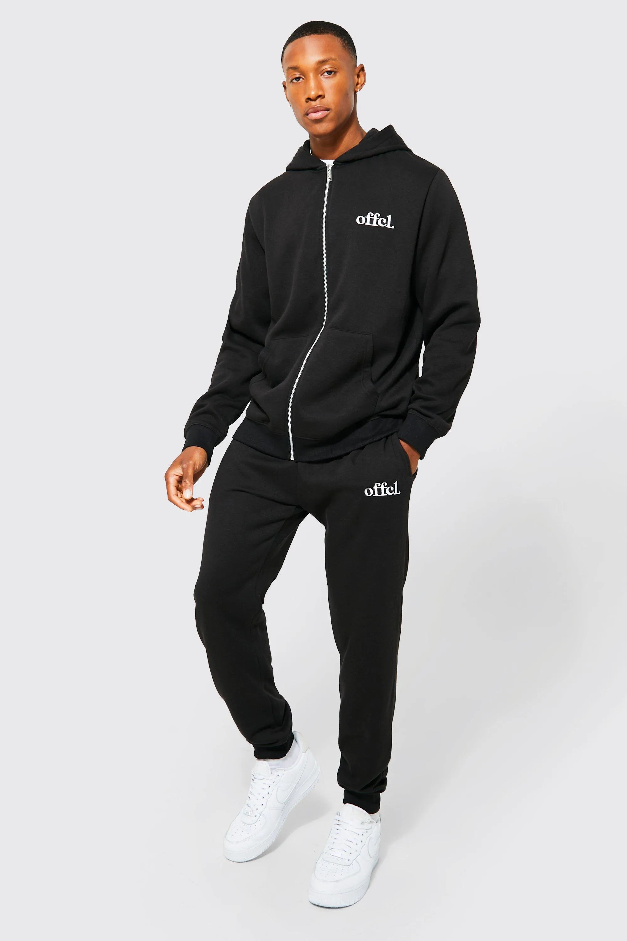 Lightweight Ofcl Zip Through Hooded Tracksuit | boohooMAN UK