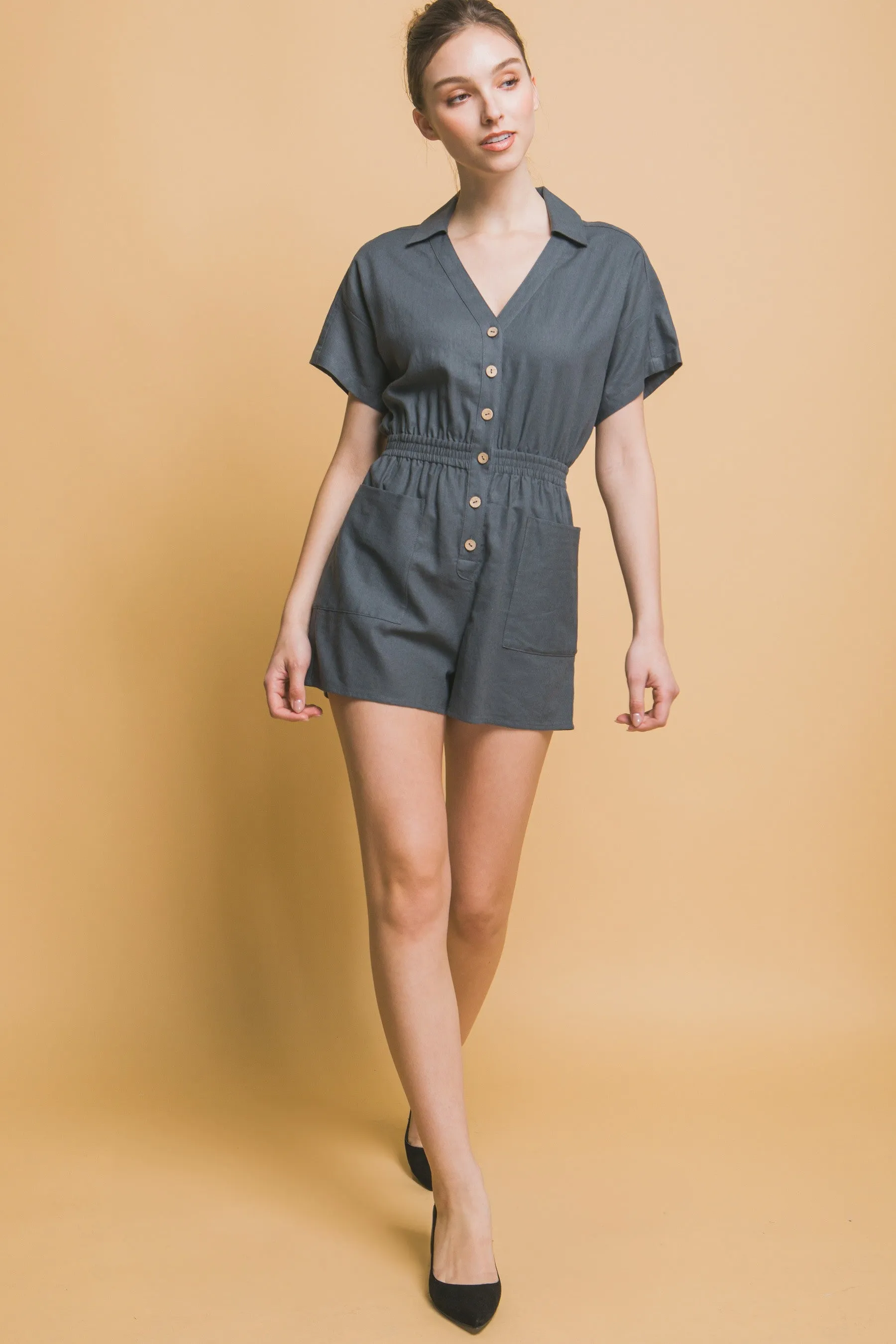 Linen Button Down Romper