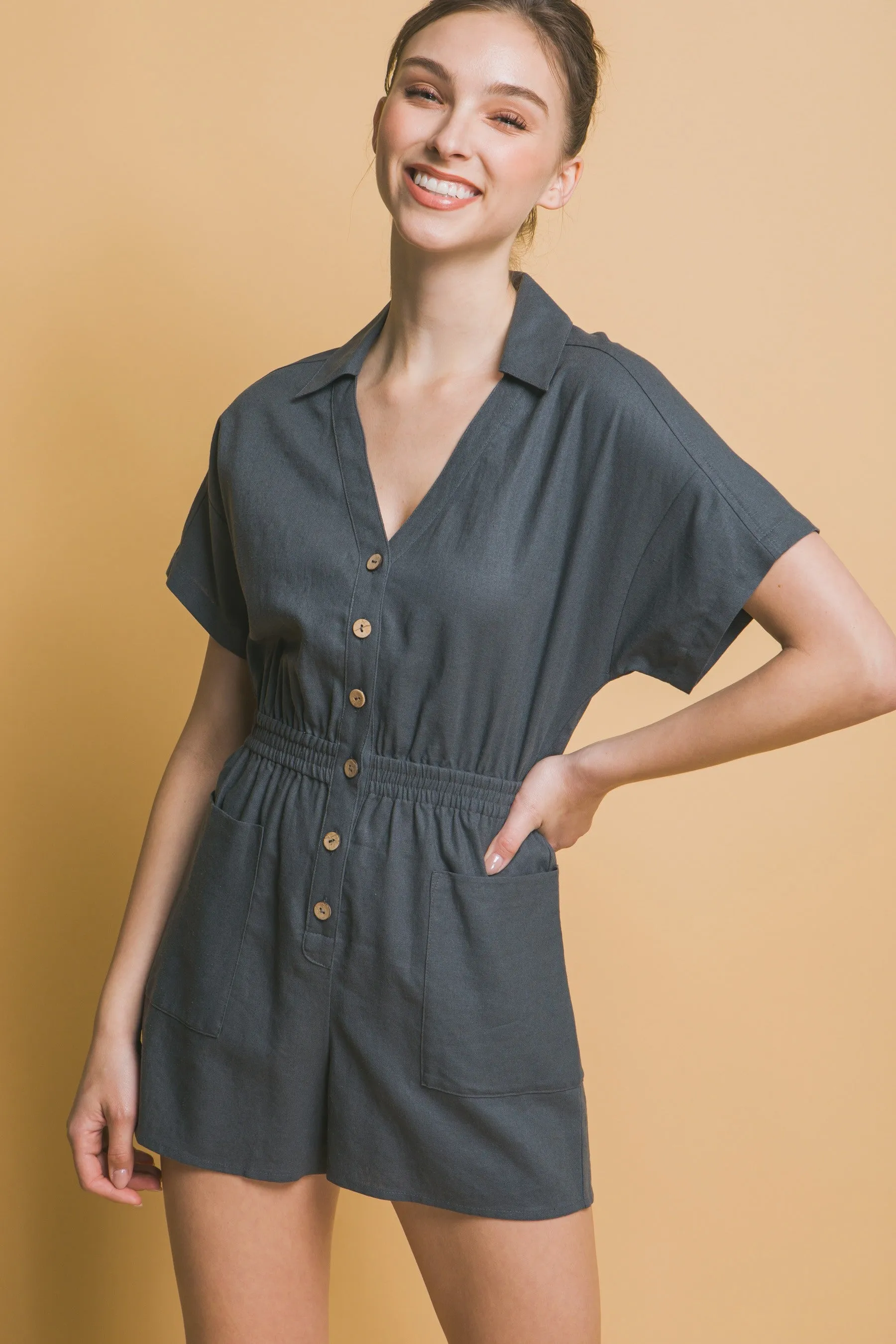 Linen Button Down Romper