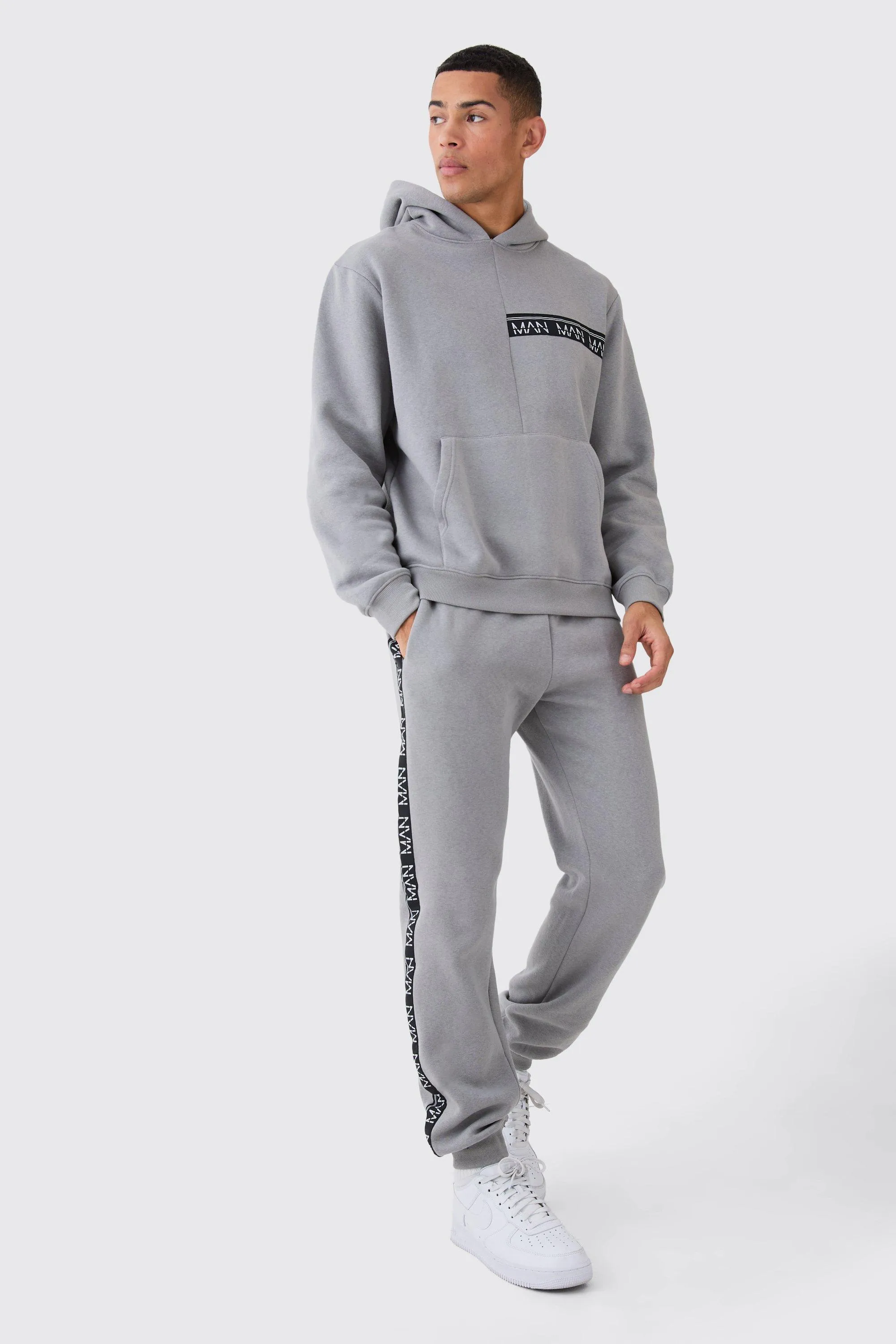 Man Tape Side Detail Tracksuit | boohooMAN UK