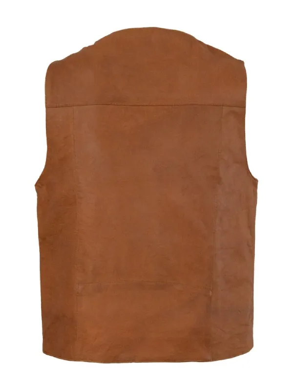 Mens Plain Brown Leather Vest