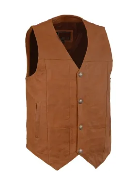 Mens Plain Brown Leather Vest