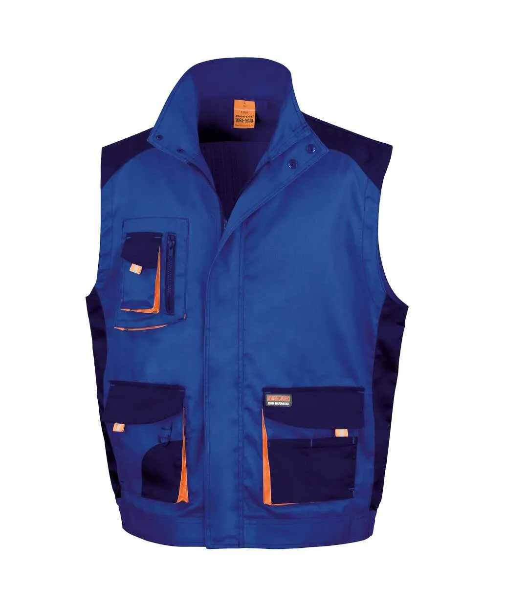 Mens work-guard lite workwear gilet / bodywarmer breathable and windproof royal / navy / orange Result