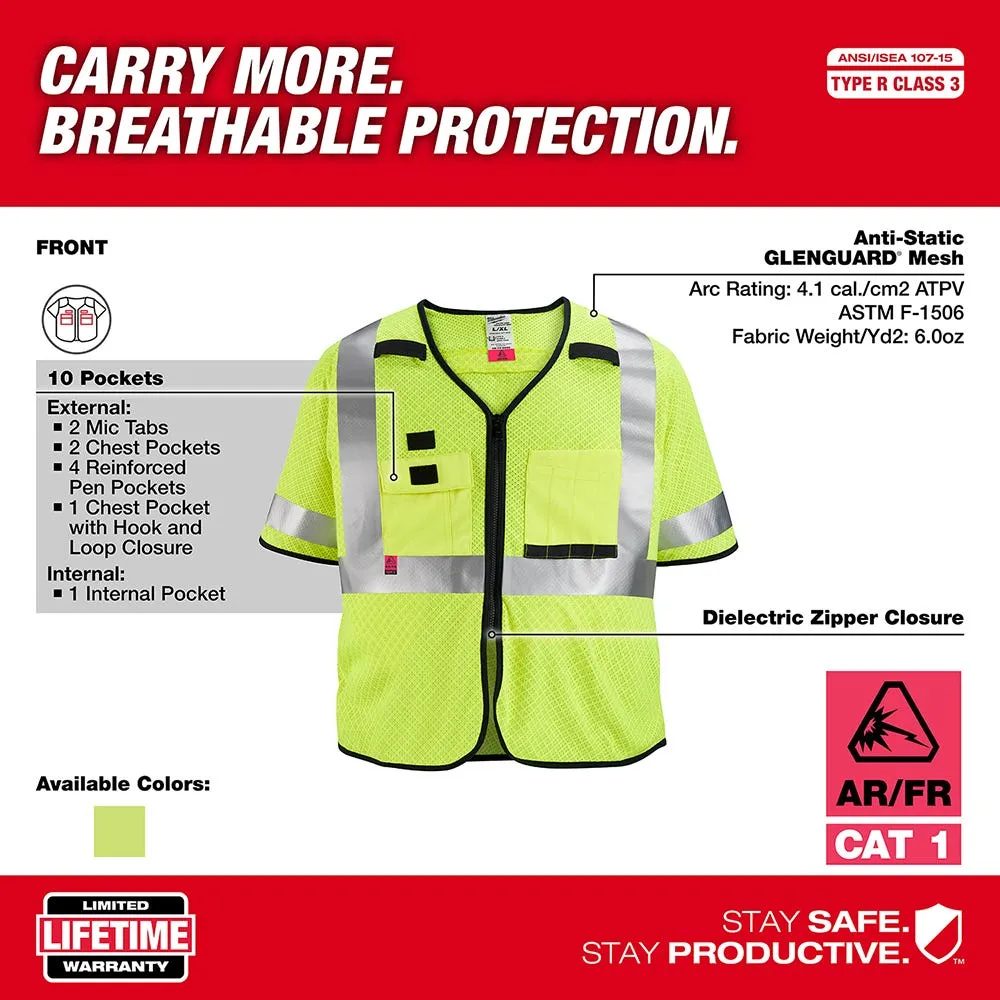 Milwaukee Tools AR/FR Cat. 1 Class 3 Mesh Safety Vest High Vis 48-73-522