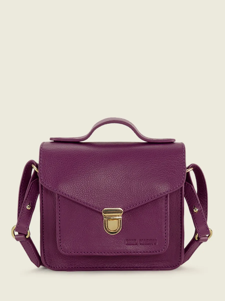 Mini Purple Leather Cross-Body Bag for Women - Mademoiselle George XS Art Deco Zinzolin | PAUL MARIUS