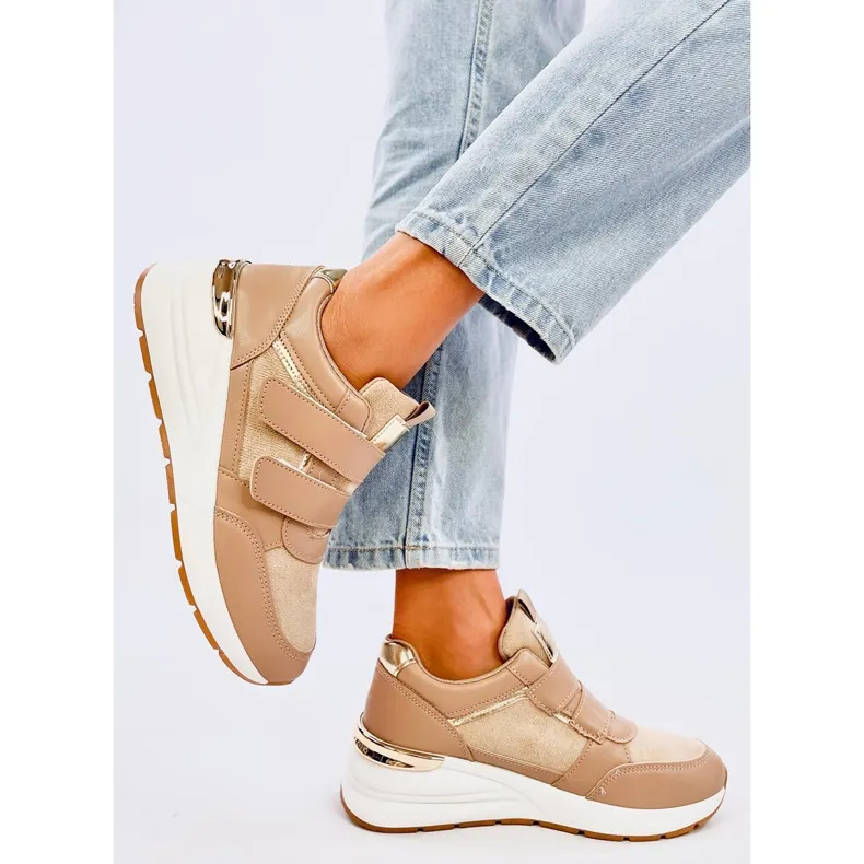 Moulton Khaki wedge sneakers with Velcro beige