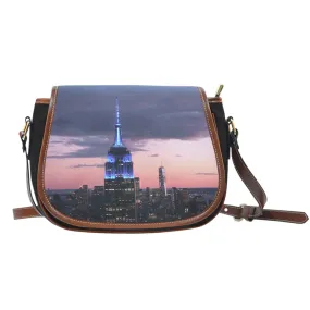 NYC Empire State Building Leather Saddle Bag