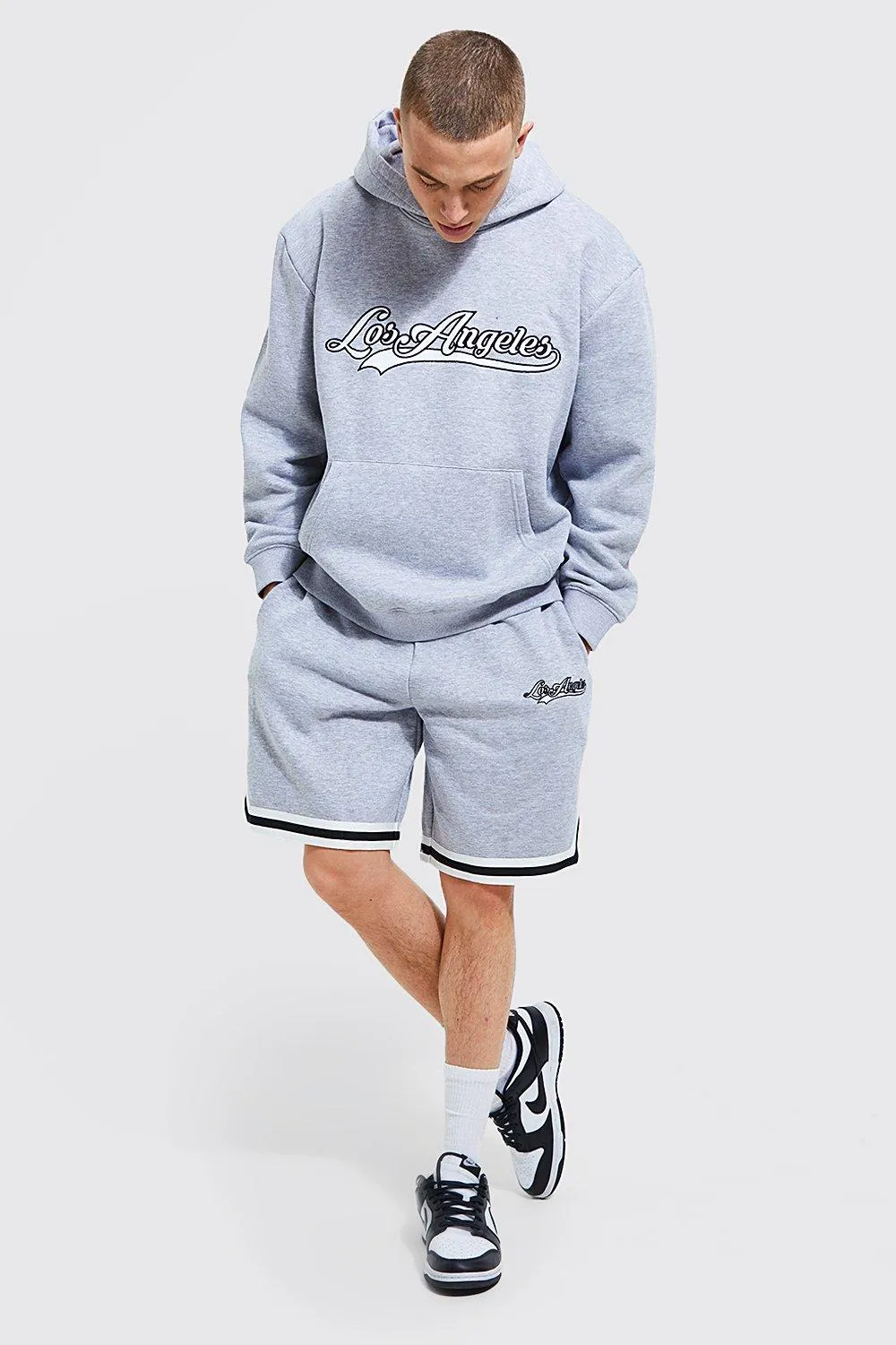 Oversized Los Angeles Tape Short Tracksuit | boohooMAN UK